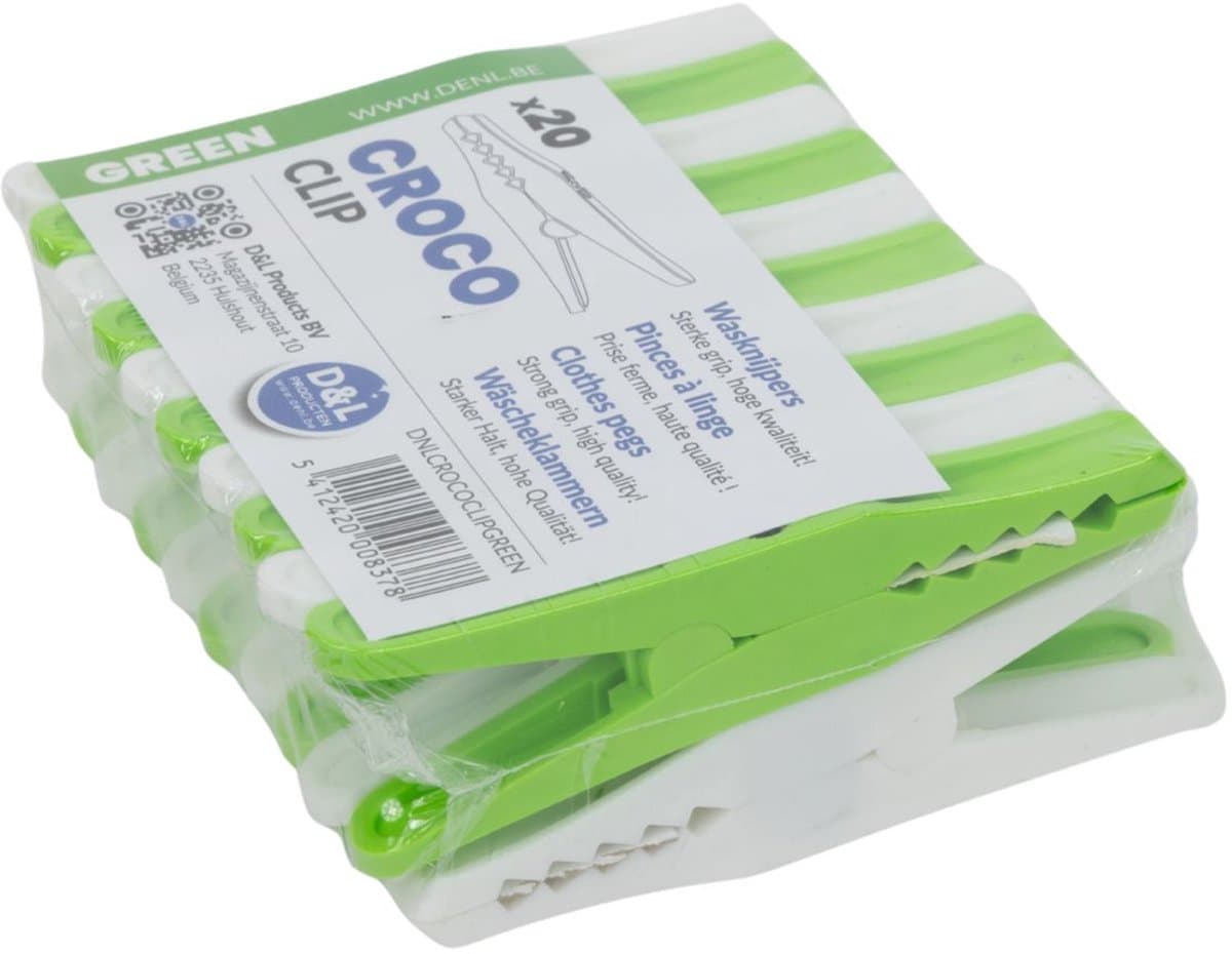 D&L Croco Wasklemmen | Wasknijpers - 20 Stuks - Groen — afbeelding 1