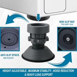4 stuks Wasmachine Ondersteuning -Verstelbare Hoogte Anti-vibratie Wasmachine Voetkussens voor Wasmachine en Droger-Antislipmat kunststof schokabsorberende beugel-Wasmachine voeten verstelbare voet，grijs — thumbnail 4