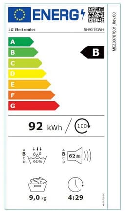 LG RH9X76WH - warmtepompdroger - B label (2025) - 9 kg — thumbnail 2