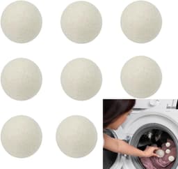 Goodivery® - Droogballen - Aroma Diffuser - Wol Drogerballen - Pakket van 8 Tennisballen Droger 5 cm Wollen Droogballen voor kortere Droogtijd - 20x11x6cm - Wit — thumbnail 1