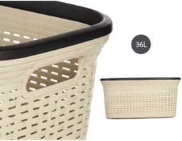 KIPIT Wasmand - crème/beige - kunststof - rotan - inhoud 36 L — thumbnail 3