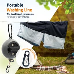 Intrekbare waslijn met uitklapbare zwengel - Robuuste 10 m voor camping en balkon — thumbnail 3