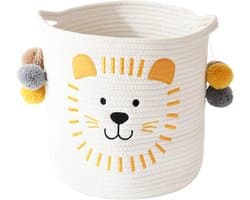 Opslagmand van katoentouw met handvatten voor baby's, kinderen, speelgoed, geschenkmandje voor de kinderkamer voor opbergrekken, badkamer commode organizer (leeuwen)