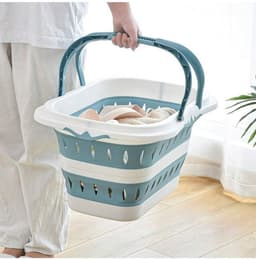 Sterke opvouwbare wasmand met duurzame kunststof handgrepen, lichtgewicht, perfect voor eenvoudige opslag, 29 x 20 x 16 cm — thumbnail 4