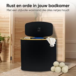 Rivoya Wasmand 3 Vakken - Wassorteerder - XXL 200L - Met 3 Uitneembare Zakken - Wasmand met deksel - Laundry basket - Extra grote capaciteit - Waszak - Wasbox - Zwart - incl Drogerballen — thumbnail 5