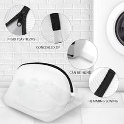 2 stuks - Schoenen Waszak - 42*24*24 cm - Wasnet voor Schoenen - Schoenwaszak - voor schoenen of sneakers - wasnet zakken - schoenen waszak opbergruimte - bescherm uw schoenen tegen beschadigingen - waszak - voor het wassen, opbergen en reizen - wit — thumbnail 2