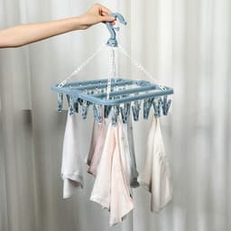 Droogrek voor Kleding - Opvouwbaar Sokkenrek met Klembordjes - Ruimtebesparend Droogstation voor T-shirts, Ondergoed en Socken - Stabiel en Draagbaar - Blauw — thumbnail 3