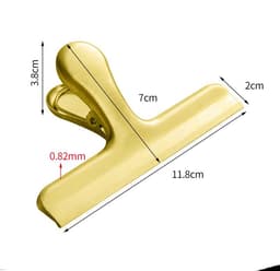 5-stuks Gouden metalen clip - Stevige clip voor voedselzakken - Sluitclip - Metalen scharnierclip - Map - Gouden clip voor aardappelchips - Geschikt voor het sluiten van voedselzakken in de keuken en het opbergen van documenten op kantoor - Goud — thumbnail 2