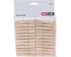 Wasknijpers naturel van hout - 24x stuks - 7,5 cm - Huishouding - De was doen - Was ophangen - wasgoedknijpers