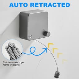 4.2m Retractable Clothesline - Adjustable Indoor en Outdoor Kledinglijn - Pull-Out Kledinglijn van RVS - Wandgemonteerde Kledinglijn voor Badkamer en Balkon — thumbnail 3