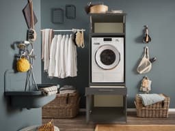 Wasmachine kast met verhoger en bovenkast - Wasmachine kast - Wasmachine ombouw meubel - Antraciet - Wasmachine ombouw kast - Hoogte 200 cm - Met bovenkast — thumbnail 1