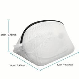 Schoenen Waszak - 2 stuks - Schoenen was tas - Wasnet Voor Schoenen - Schoenen / Sneakers - Herbruikbaar - Netje Anti-Vervorming - Met Rits En Hangende Ring - 42×24cm - White — thumbnail 5