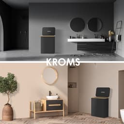 KROMS Wasmand 3 vakken - Zwart - 160L - Extra groot model - Inclusief NL & ENG Labels – Wassorteerder bamboe - Laundry basket - Wasmand met deksel - Opvouwbaar — thumbnail 5