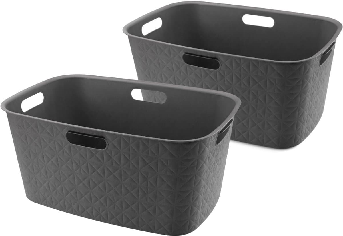 Curver Softex Wasmand - 45 liter - Set van 2 - 57x37x27cm - Antraciet — afbeelding 1