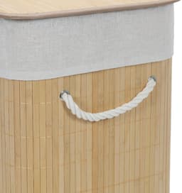 Bamboe wasmand met deksel en 60L uitneembare zak - Beige — thumbnail 5