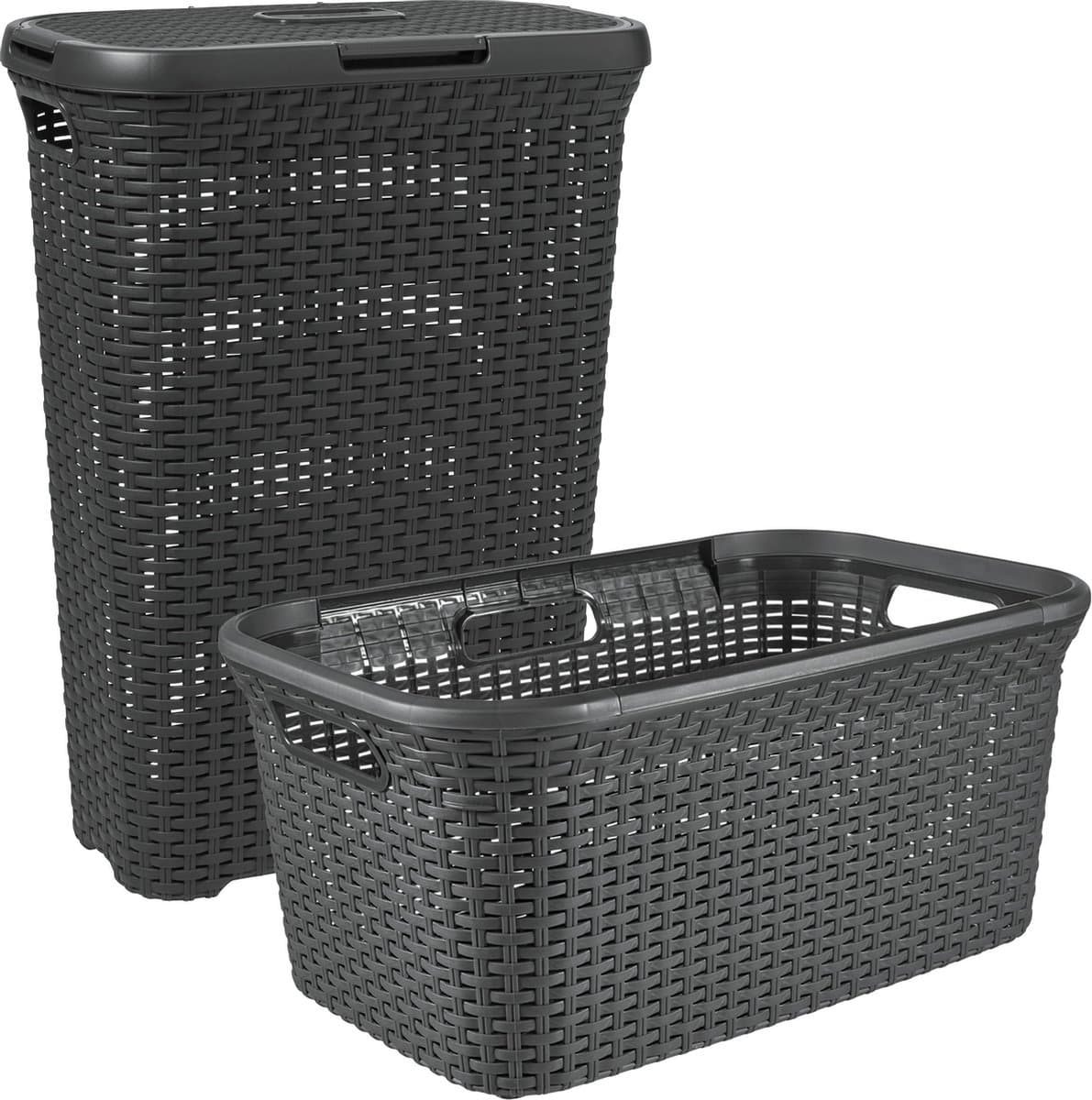 Curver Style Wasmand met Deksel 40L + Wasmand 45L - Antraciet — afbeelding 1
