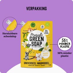 Marcel's Green Soap Universeel Wasmiddel Navulling - Vanille & Katoen - 4 x 1L - 92 wasbeurten — thumbnail 3