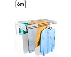 Bodo® In- en uitklapbaar droogrek met Ophanghaken - Wit - 6m Drooglengte — afbeelding 1