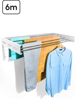 Bodo® In- en uitklapbaar droogrek met Ophanghaken - Wit - 6m Drooglengte — thumbnail 1