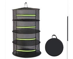 Opvouwbaar Droognet voor Kruiden en Planten - 4-laags, Hangend Droogrek met Ritssluiting, Grote Capaciteit (60 cm Diameter, 90 cm Hoogte) voor Binnen en Buiten, Multifuntioneel Gebruik