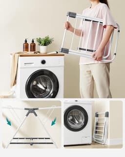 Roll over image to zoom in SONGMICS Tumble Dryer, Foldable Floor DryeSONGMICS Droger, Opvouwbare Vloerdroger met 2 Vleugels, Ruimtebesparend Metaal voor Kleine Kleding, Handdoeken, Badkamer, Balkon, 44 x 101 x 54 cm, Witte Wolk LLR504W01 — thumbnail 5