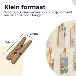 Mini Wasknijpers - 50 stuks - Knijpers Hout - Knijpertjes — thumbnail 4