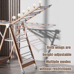 Ruimtebesparend Vrijstaand Droogrek Met Verstelbare Gullwings - Opvouwbaar Aluminium Wasrek Voor Binnen En Buiten — thumbnail 5