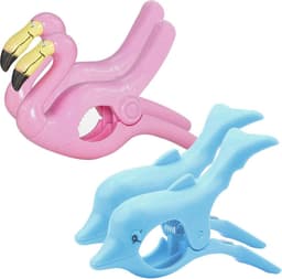 Strandlaken clips - 4 stuks plastic haringen voor strandlaken - winddichte wasknijpers - dubbele dikte - Nieuwigheid dekbedclips - ligbedden, ligstoelen, zwembadstoelen - waslijn — thumbnail 1