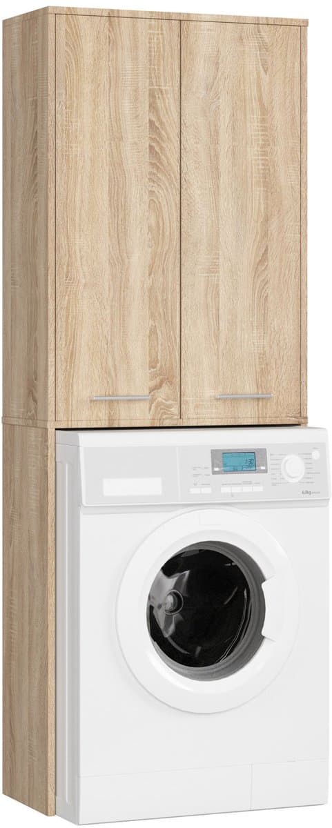 Badkamerkast voor Wasmachine FIN / Hoge Wasmachinekast met 2 Deuren / AKORD Furniture Factory / Sonoma Eik / 64 x 180 x 30 cm — afbeelding 1
