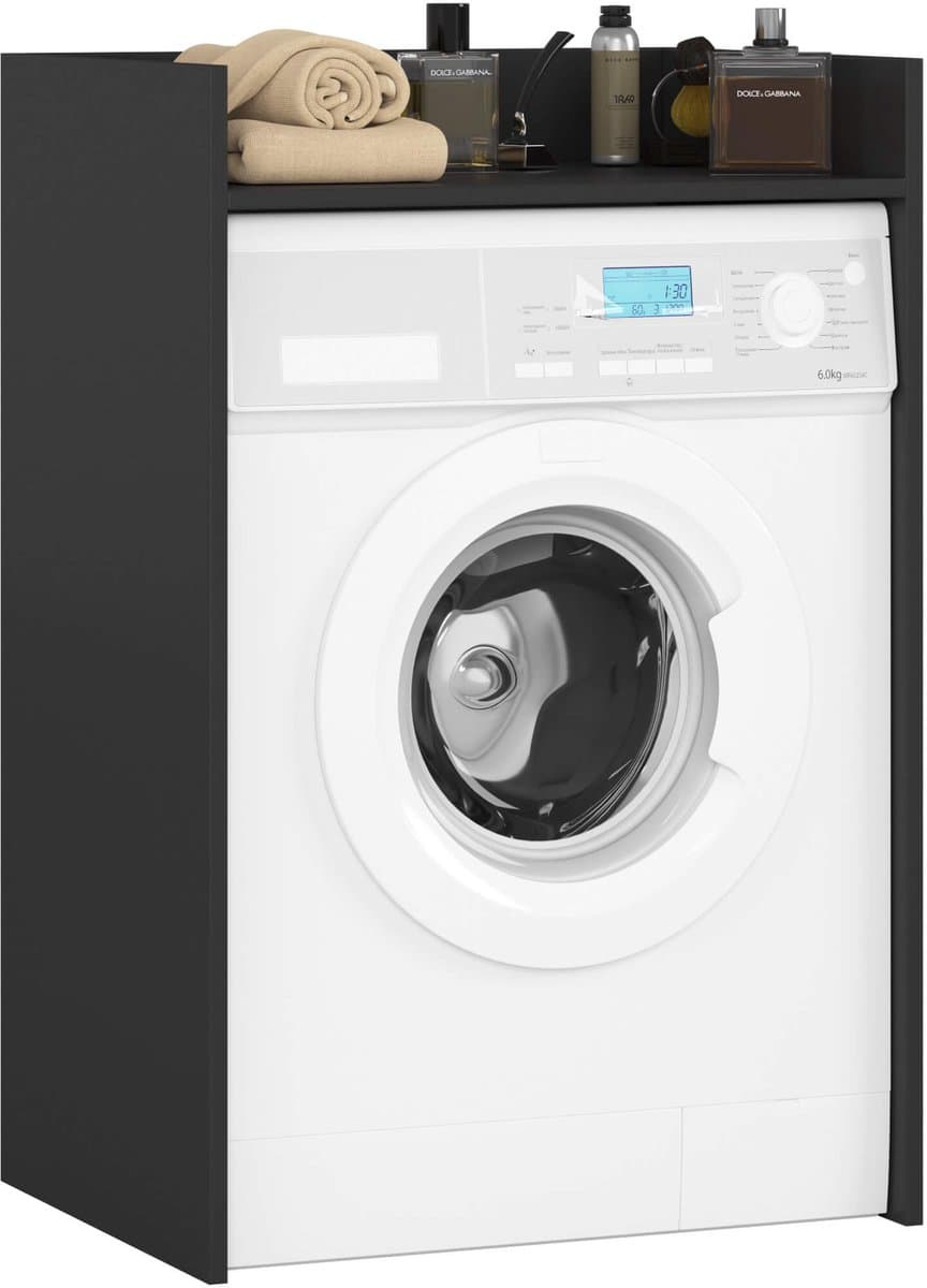 Wasmachine Kast / Wasmachine Ombouw / Wasmachine Meubel FIN / Zwart / AKORD Furniture Factory / 64 x 98 x 50 cm — afbeelding 1