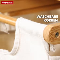 FLOORDIREKT Dakota Wasmand van Bamboe - Wasverzamelaar met 2 Vakken - Wasmand voor Vuile Was - Houten Wassorteerder met grote wasbox — thumbnail 2