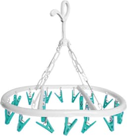 CM Wasgoed droogcarrousel/droogmolen - 3x - 20 clips/knijpers - wit/groen - kunststof - 29 x 42 cm — thumbnail 2