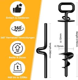 Grondanker voor honden tot 100 kg - Extra stabiel spiraalanker zonder scherpe randen — thumbnail 5