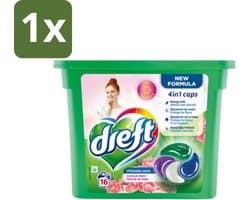 Dreft - Nieuwe Formule - Wasmiddelcapsules 4in1 - Witte en Gekleurde Was - Vleugje Roze - 16 Wasbeurten - 1 stuk