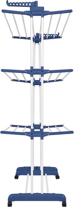 PIPIPOXER-Uitschuifbare Droogtoren-Droogrek – Inklapbaar Wasrek – Uitgerust met Wieltjes-Blauw + Wit — thumbnail 2