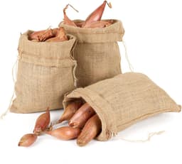 3 natuurlijke jute zakjes met trekkoord voor opslag van groenten en fruit — thumbnail 1