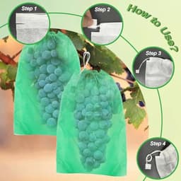 100 Stuks Druivenbeschermzakken - Vliesstof Tuin Nettas met Trekkoord voor Fruitbescherming — thumbnail 2