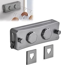 Retractable Clothesline 5.1m - Rollable Duo Reel - Indoor Extendable Stainless Steel Clothesline voor Buiten - Badkamer - Balkon — thumbnail 1