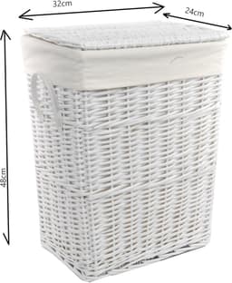 Wasmand Wilgentenen Wit met Deksel en Waszak — thumbnail 2