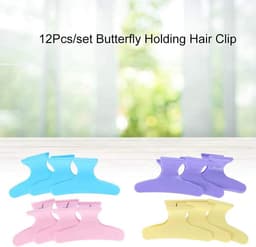 12 Stuks Vlinder Kappersklemmen - Kleurrijke Haarclips Zonder Merk voor Knippen en Stylen — thumbnail 2