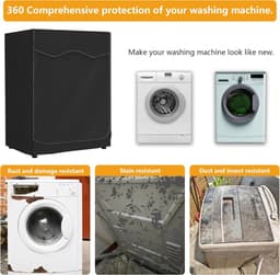 wasmachine hoes - voorlader drogerhoes - waterdicht - stofdicht - zonwerend - Geschikt voor opzet- en droogkasten buiten - geschikt voor de meeste wasmachines en drogers op de markt - 60x60x85 cm - zwart — thumbnail 4