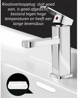 5-delige overloopdeksel - gootsteen/wastafel/aanrechtblad zijkant gat - ovale stop voor overloopgat - lange strip overloopstop voor afdichting - wit — thumbnail 2