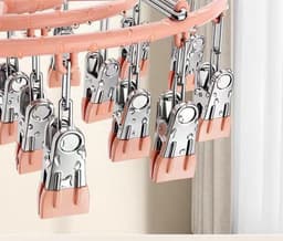 Ronte - Sokkendroger van roestvrij staal voor efficiënt drogen van kleding - Sokkenrek met winddichte eigenschappen - Praktisch droogrek voor ondergoed, handdoeken en kleding - Inclusief 24 wasknijpers — thumbnail 2