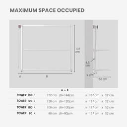 Foxydry Tower Wasdroger - 3 Opvouwbare Roosters - 33m Draad - 30kg - Wit - 128x52x137cm — thumbnail 5