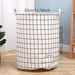 Katoenen Wasmand - Opvouwbaar - Handvat - 40 liter - Multifunctioneel - Slaapkamer Badkamer - 35 x 43,5 cm - Ronde - Set van 3 — thumbnail 3