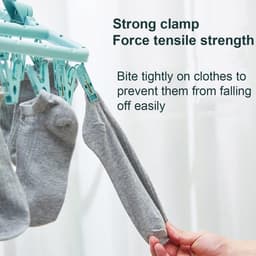 2 Stuks Draagbare Waslijn met 32 Knijpers - Kledinghanger voor Sokken, Ondergoed en Babykleding - Ideaal voor Reizen, Camping en Caravan — thumbnail 3