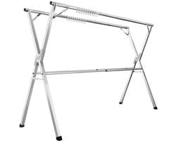 Uitschuifbaar Droogrek - Wasrek - Kledingluchter - Roestvrij staal - 66cm x (133-200cm) x 130cm