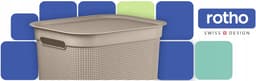 Rotho BRISEN 50L wasmand met deksel - beige kunststof — thumbnail 5