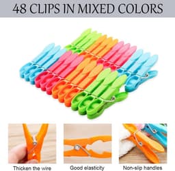 48x Multikleur Wasknijpers Set met Mand - Antislip & Windbestendig — thumbnail 4