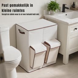 RWB® Wasmand 4 Vakken - Wasmand Vier Vakken - Wasmand - Beige - ‎58 x 40 x 70 cm — thumbnail 5